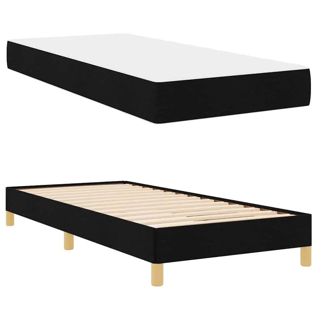 Lit à ressorts avec matelas Noir 90 x 200 cm tissu - XIOS