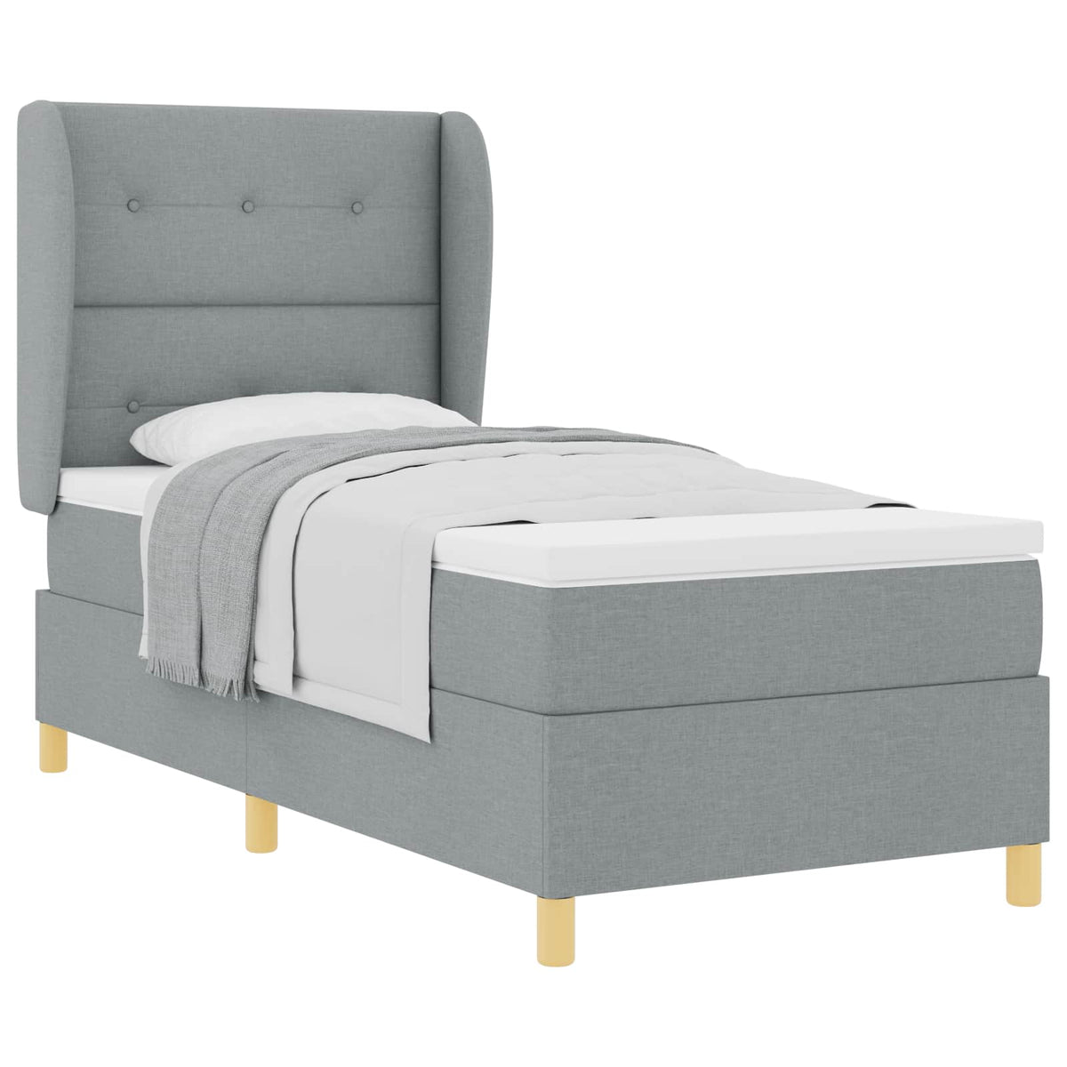 Lit à ressorts avec tête de lit Gris clair 190 x 90 cm tissu - XIOS