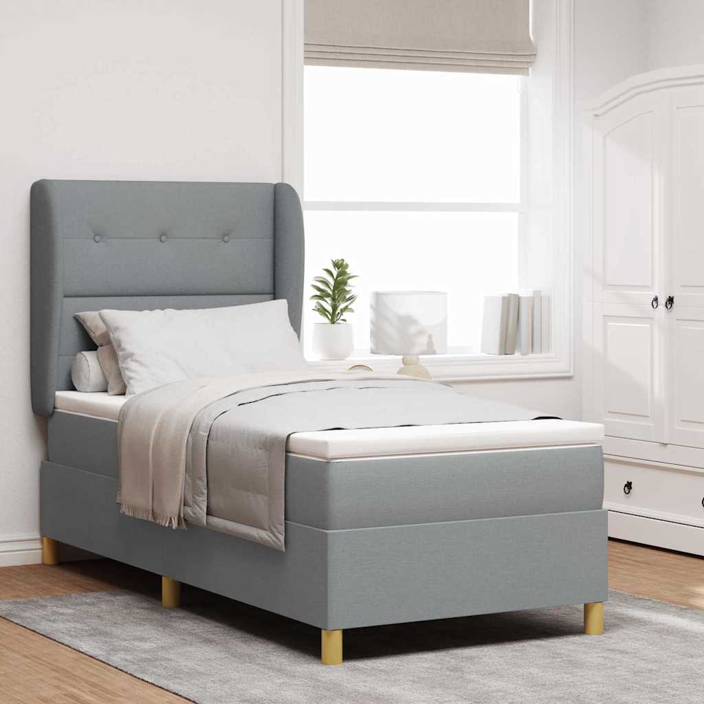 Lit à ressorts avec tête de lit Gris clair 200 x 80 cm tissu - XIOS