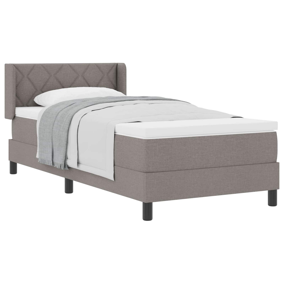 Lit à ressorts avec tête de lit Taupe 200 x 100 cm tissu - XIOS
