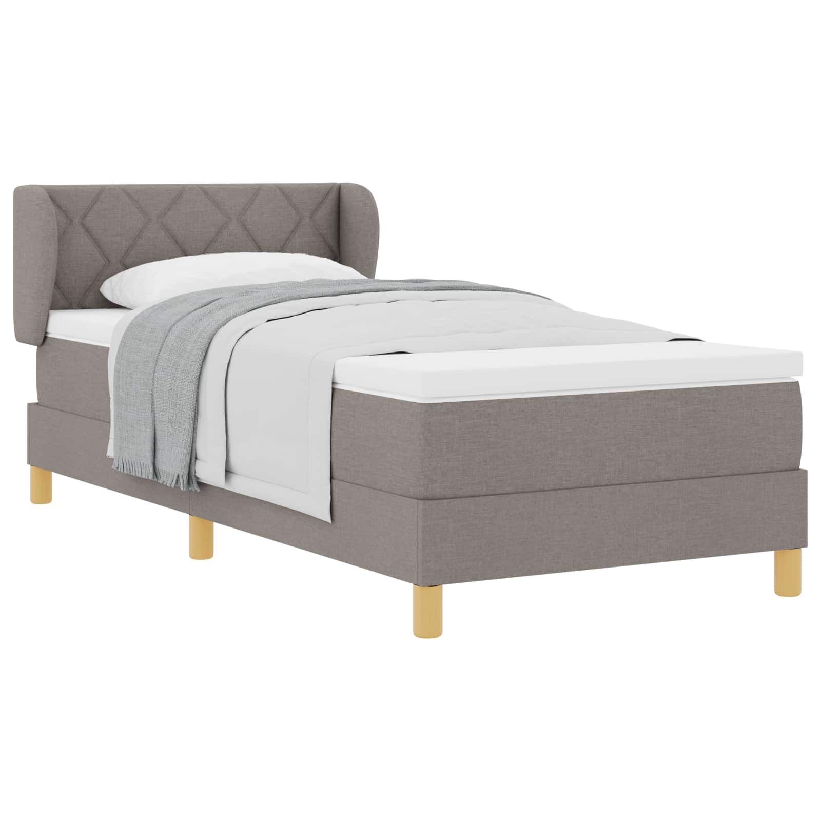 Lit à ressorts avec tête de lit Taupe 90 x 190 cm tissu - XIOS