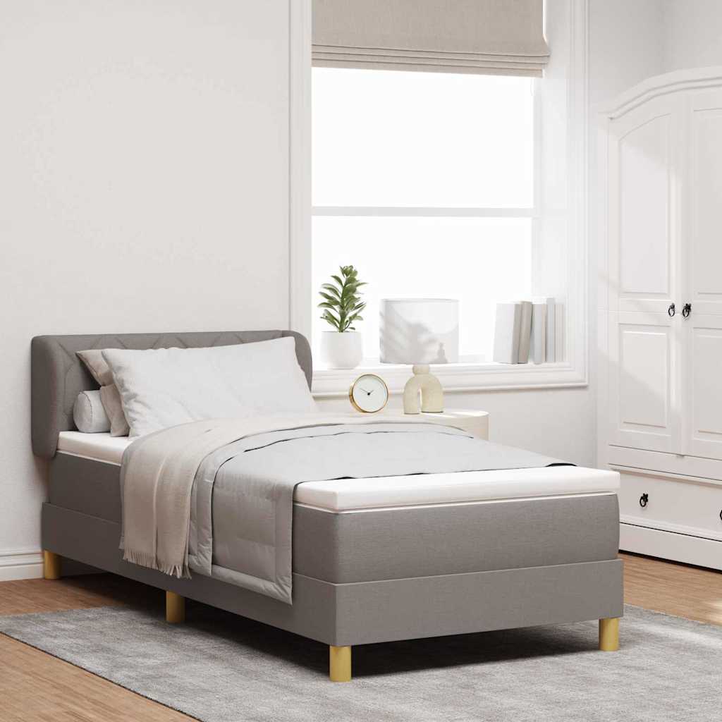 Lit à ressorts avec tête de lit Taupe 90 x 190 cm tissu - XIOS