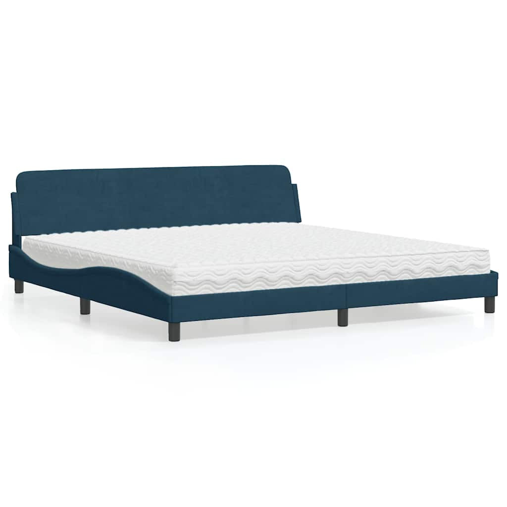Lit avec matelas Dover bleu 200x200 cm velours - XIOS