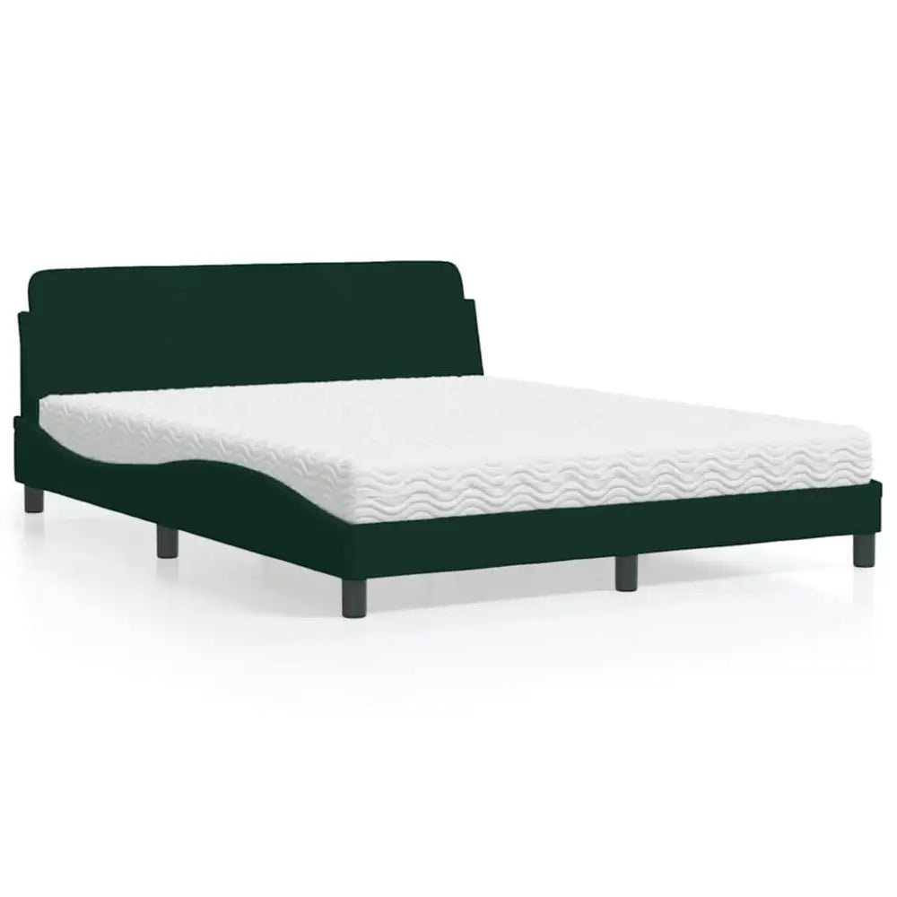Lit avec matelas Dover vert foncé 160x200 cm velours - XIOS