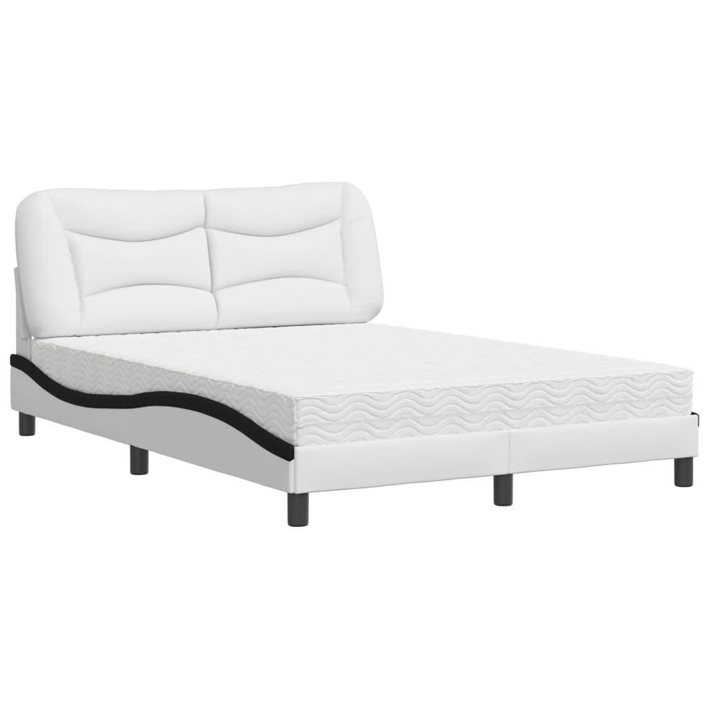 Lit avec matelas Hvar blanc et noir 140x190 cm similicuir - XIOS
