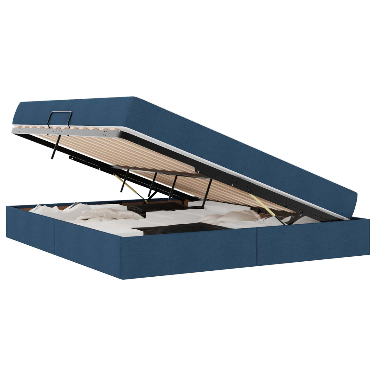 Lit avec rangement et matelas Bleu 180 x 200 cm Polyester - XIOS