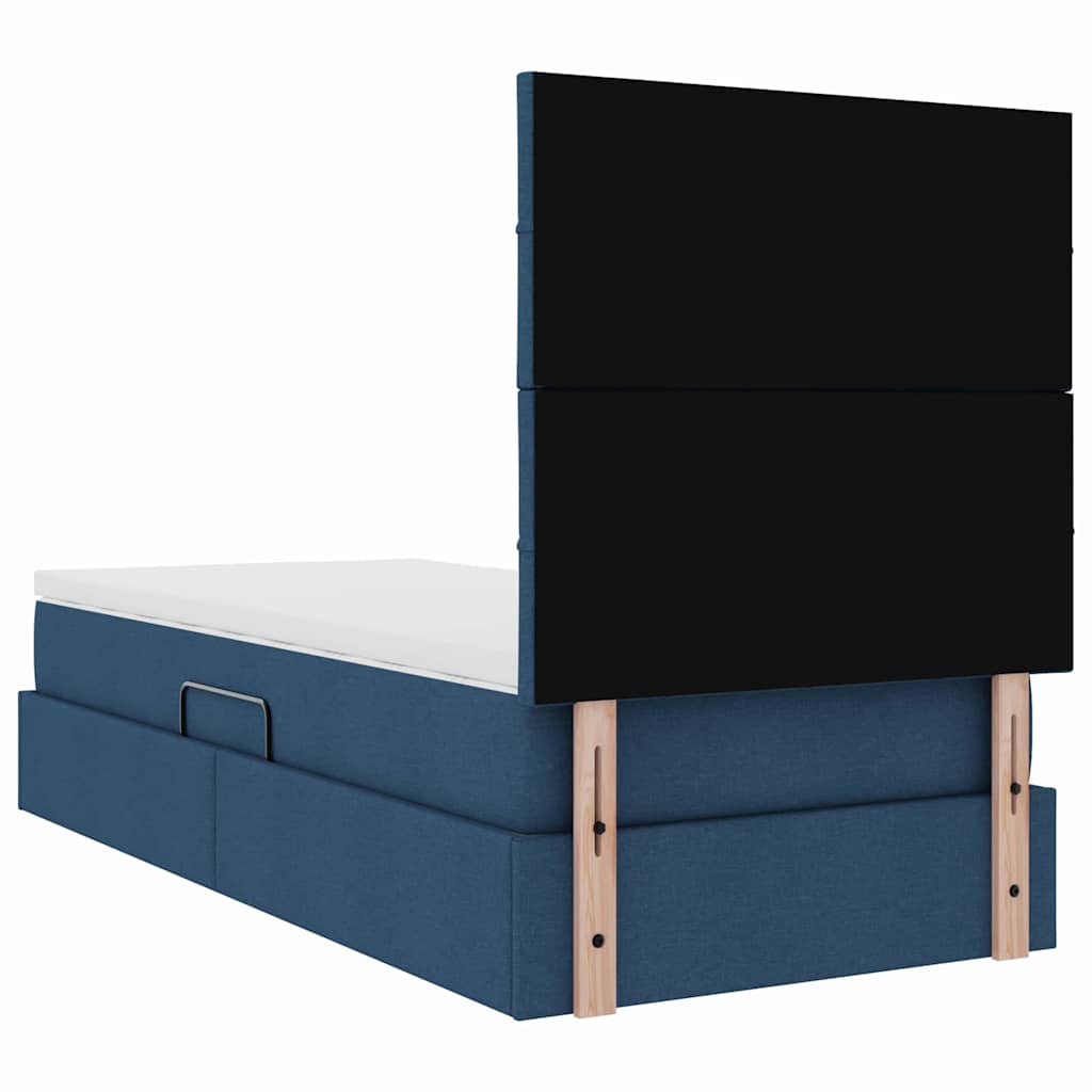 Lit avec rangement et matelas Bleu 90 x 200 cm tissu - XIOS
