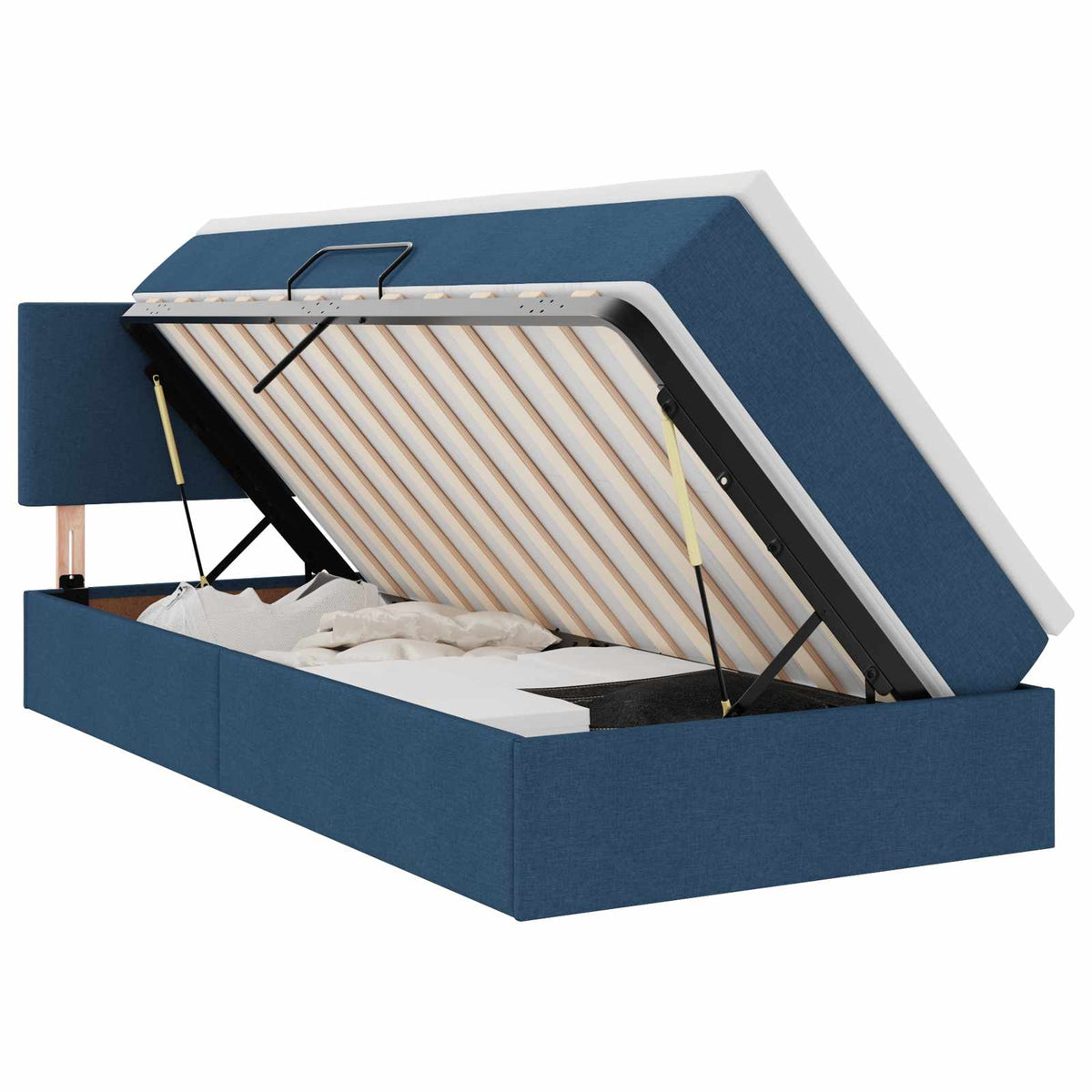 Lit avec rangement et matelas Bleu 90 x 200 cm Velours - XIOS