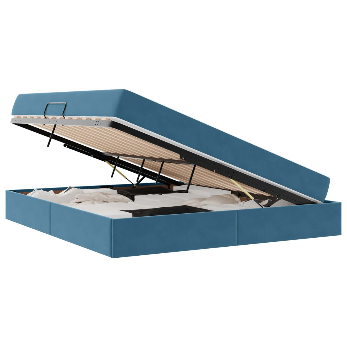 Lit avec rangement et matelas Bleu foncé 180 x 200 cm Velours - XIOS