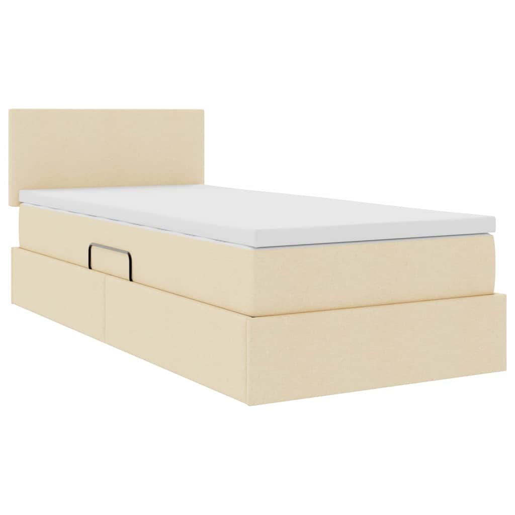 Lit avec rangement et matelas Crème 100 x 200 cm Velours - XIOS