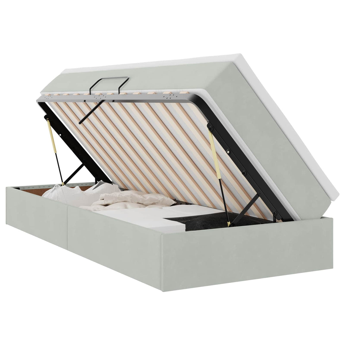 Lit avec rangement et matelas Gris clair 100 x 200 cm Velours - XIOS