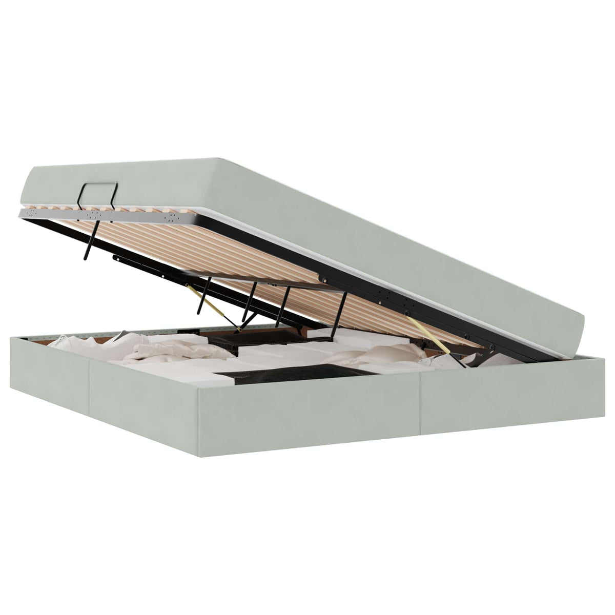Lit avec rangement et matelas Gris clair 180 x 200 cm Velours - XIOS