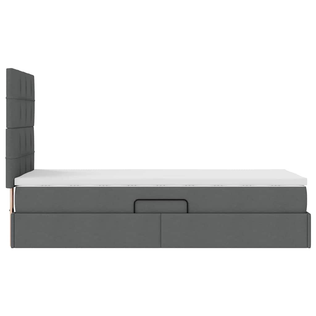 Lit avec rangement et matelas Gris foncé 100 x 200 cm tissu - XIOS
