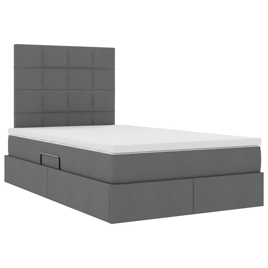 Lit avec rangement et matelas Gris foncé 120 x 200 cm tissu - XIOS