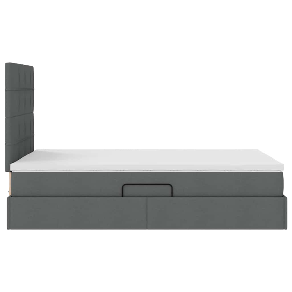 Lit avec rangement et matelas Gris foncé 120 x 200 cm tissu - XIOS