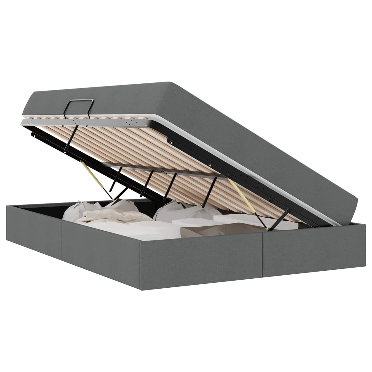 Lit avec rangement et matelas Gris foncé 140 x 200 cm Polyester - XIOS