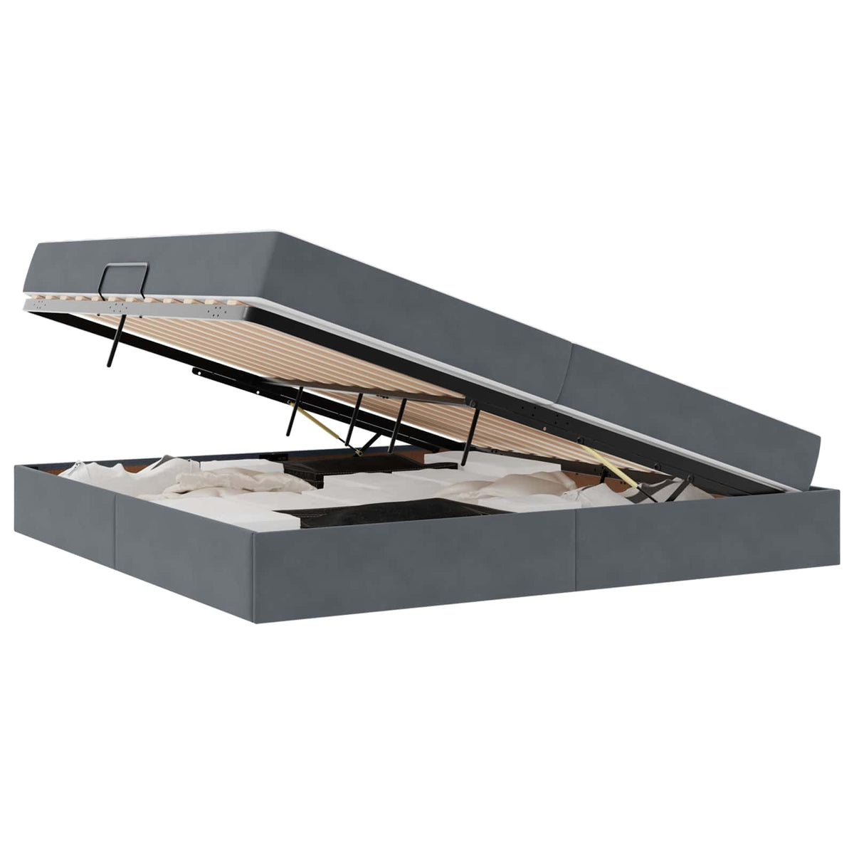 Lit avec rangement et matelas Gris foncé 200 x 200 cm Velours - XIOS