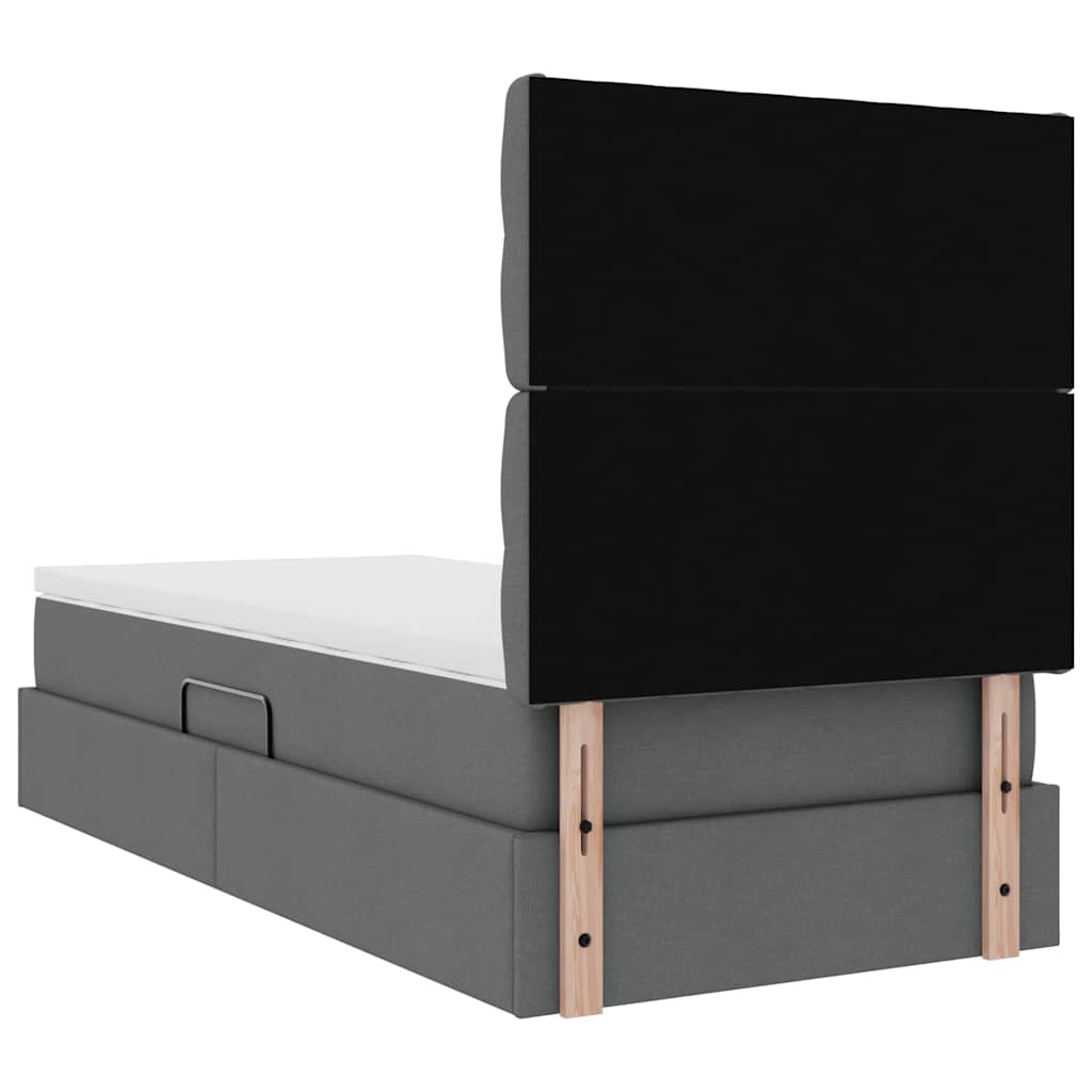 Lit avec rangement et matelas Gris foncé 90 x 200 cm tissu - XIOS