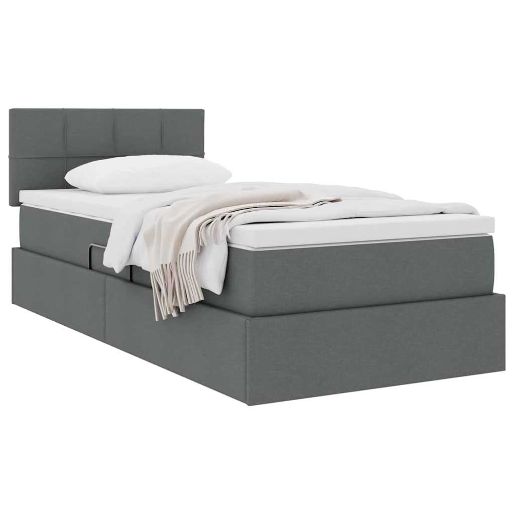 Lit avec rangement et matelas Gris foncé 90 x 200 cm Velours - XIOS