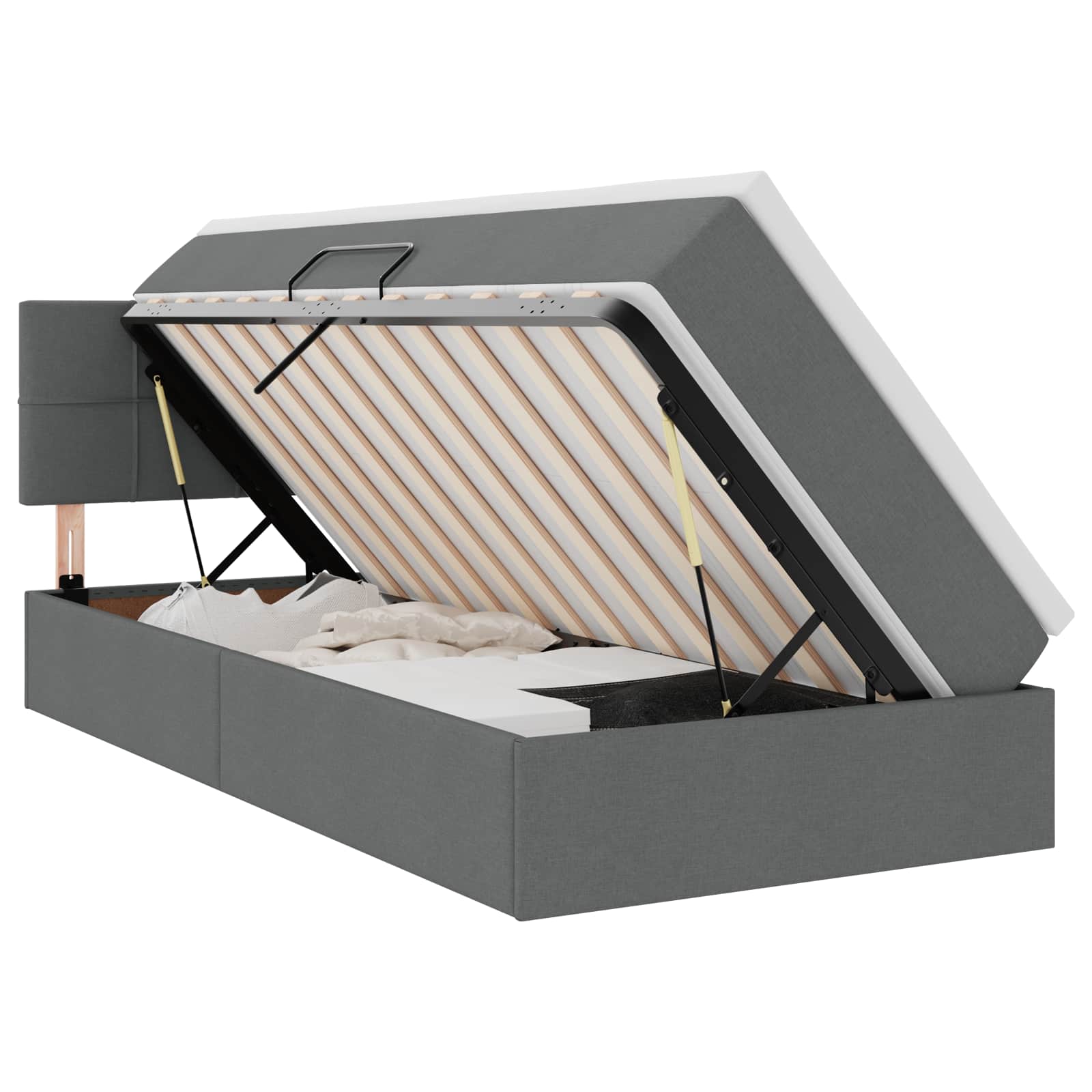 Lit avec rangement et matelas Gris foncé 90 x 200 cm Velours - XIOS