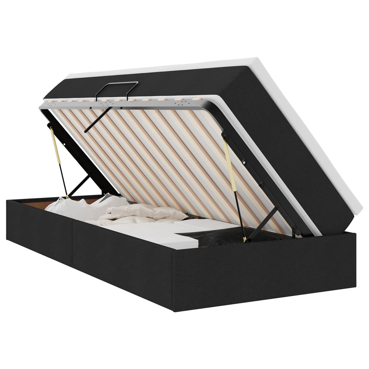 Lit avec rangement et matelas Noir 100 x 200 cm Polyester - XIOS