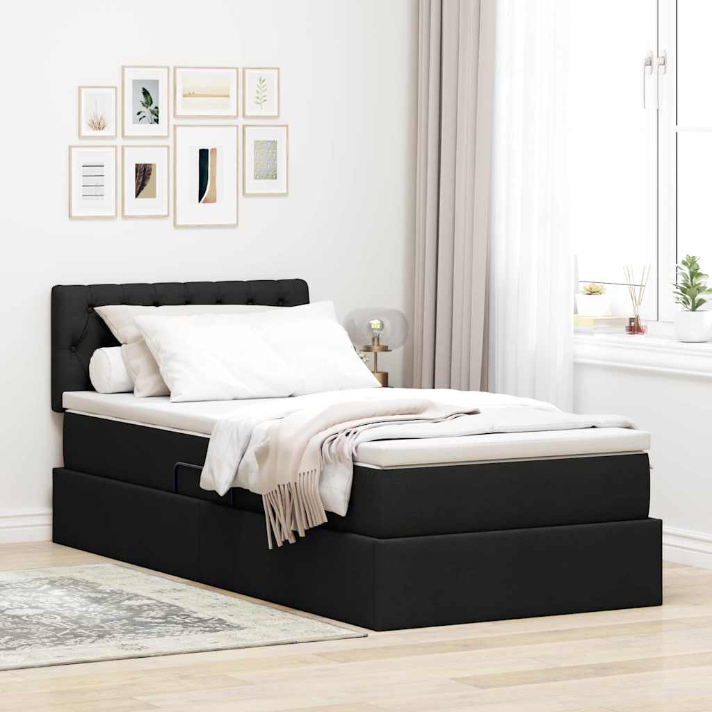 Lit avec rangement et matelas Noir 100 x 200 cm Velours - XIOS