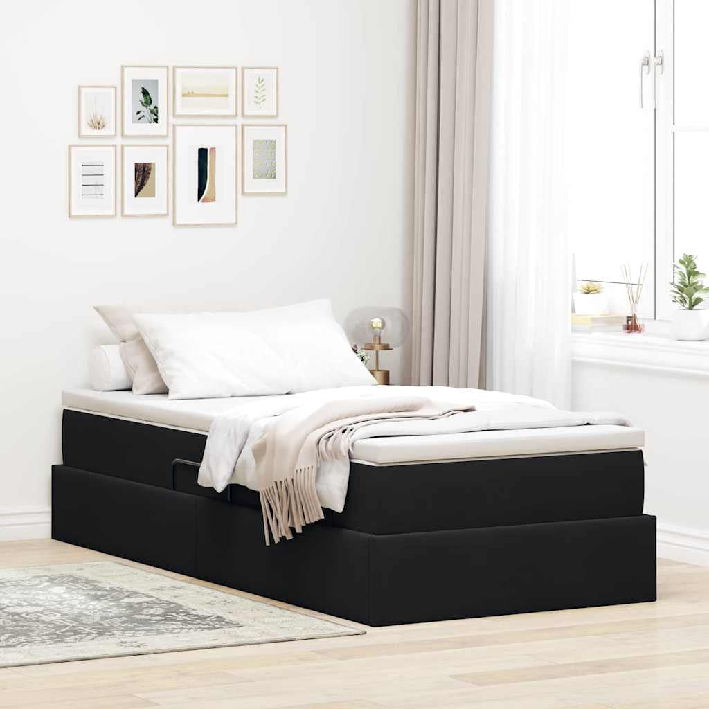 Lit avec rangement et matelas Noir 100 x 200 cm Velours - XIOS