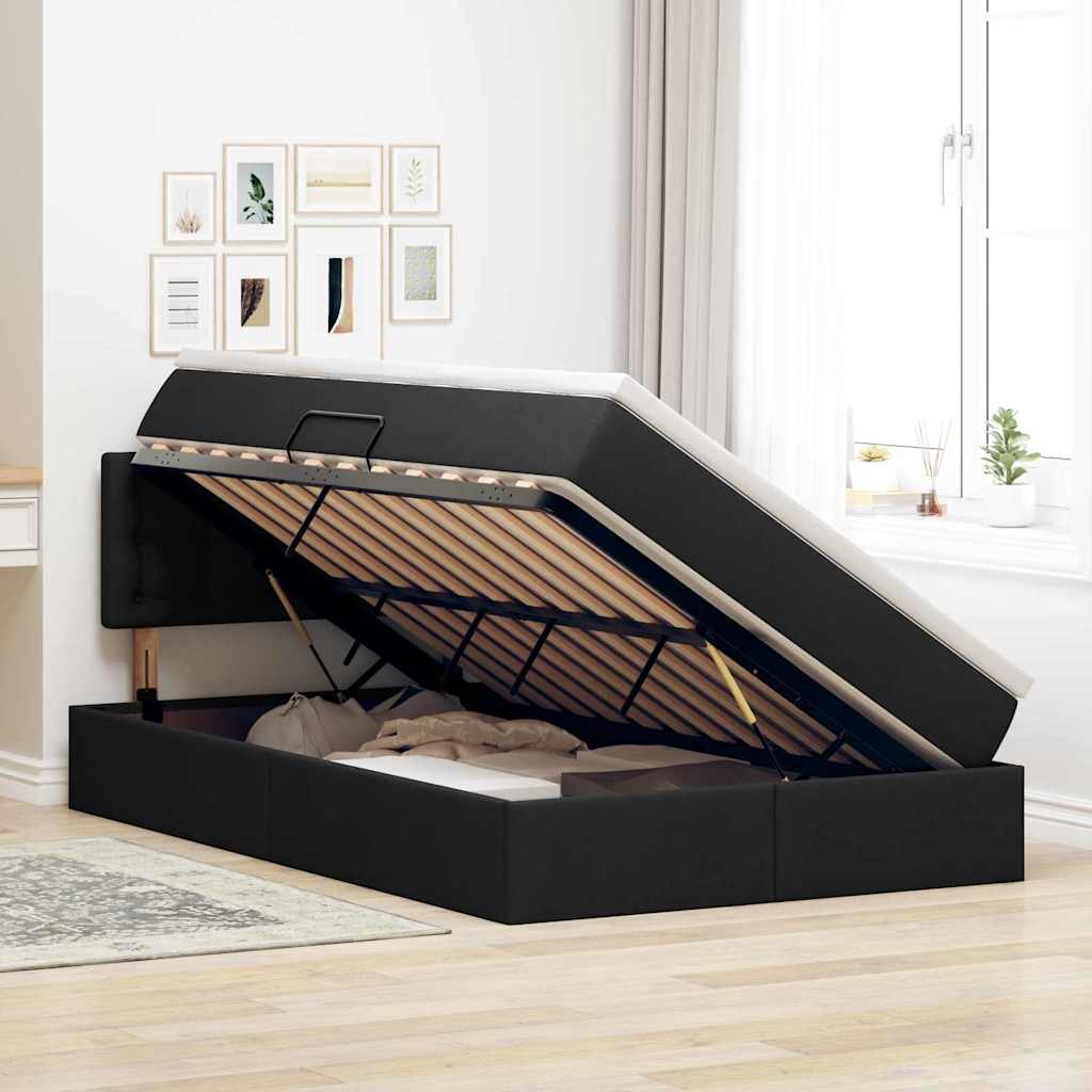Lit avec rangement et matelas Noir 120 x 200 cm Velours - XIOS