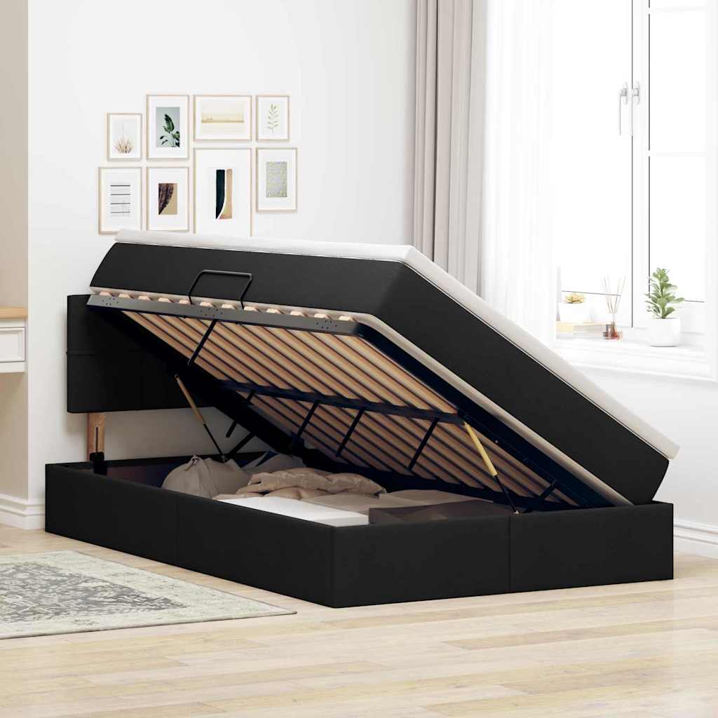Lit avec rangement et matelas Noir 120 x 200 cm Velours - XIOS