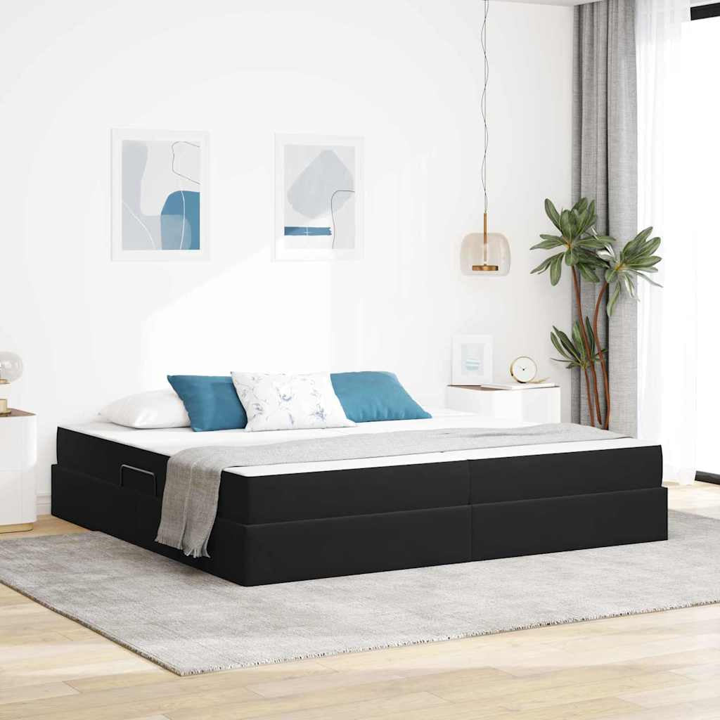 Lit avec rangement et matelas Noir 200 x 200 cm Velours - XIOS