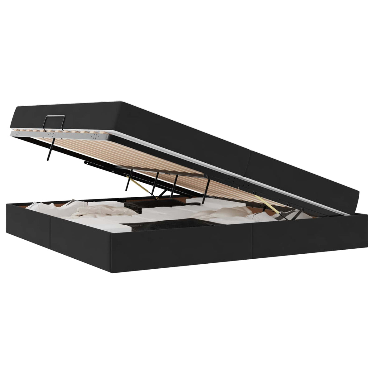 Lit avec rangement et matelas Noir 200 x 200 cm Velours - XIOS