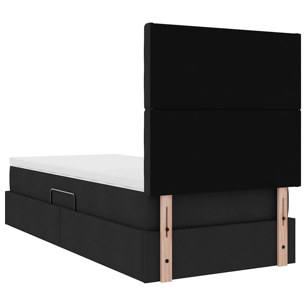 Lit avec rangement et matelas Noir 90 x 190 cm tissu - XIOS