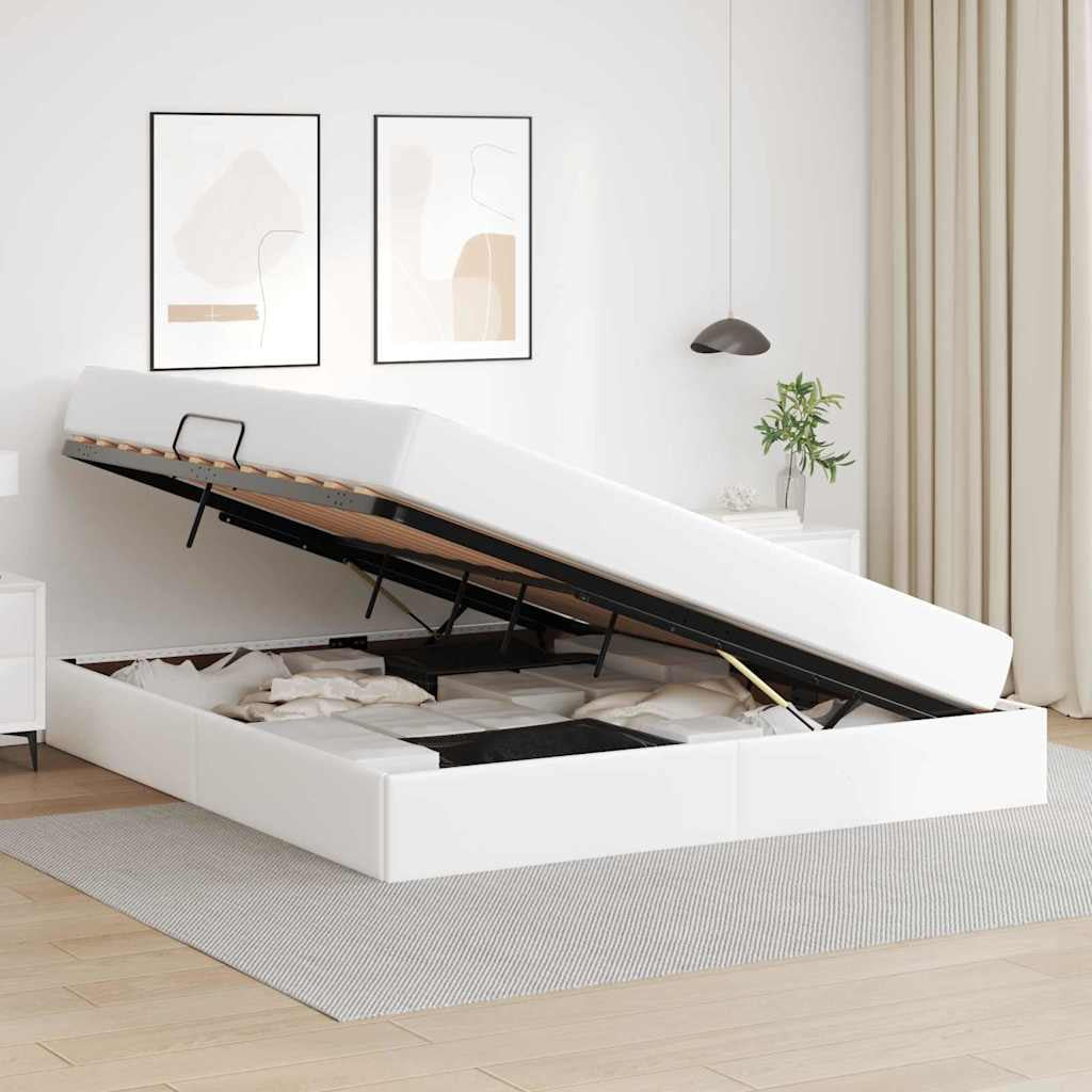 Lit avec rangement et matelas avec stockage 2 pc Blanc Cuir - XIOS