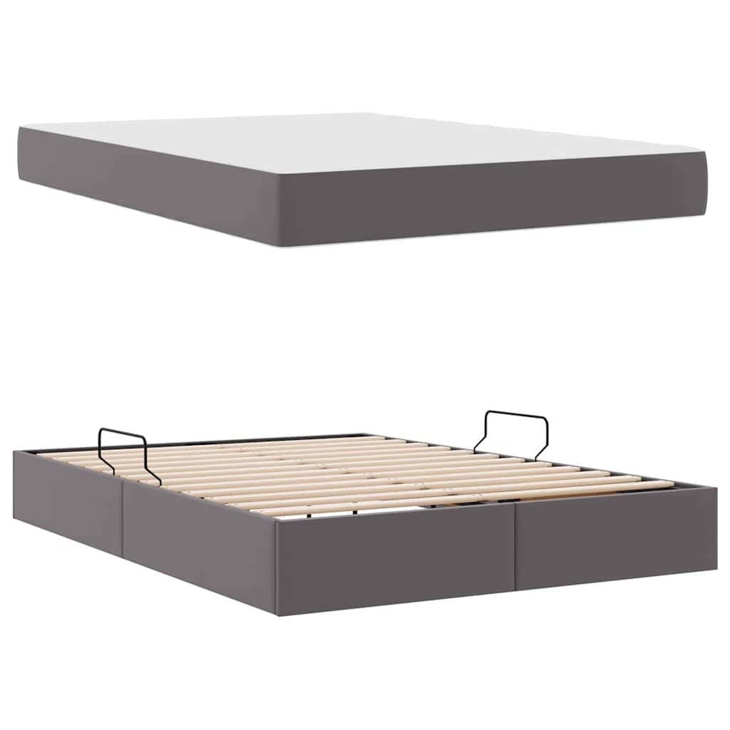 Lit avec rangement et matelas avec stockage 2 pc Gris Cuir - XIOS