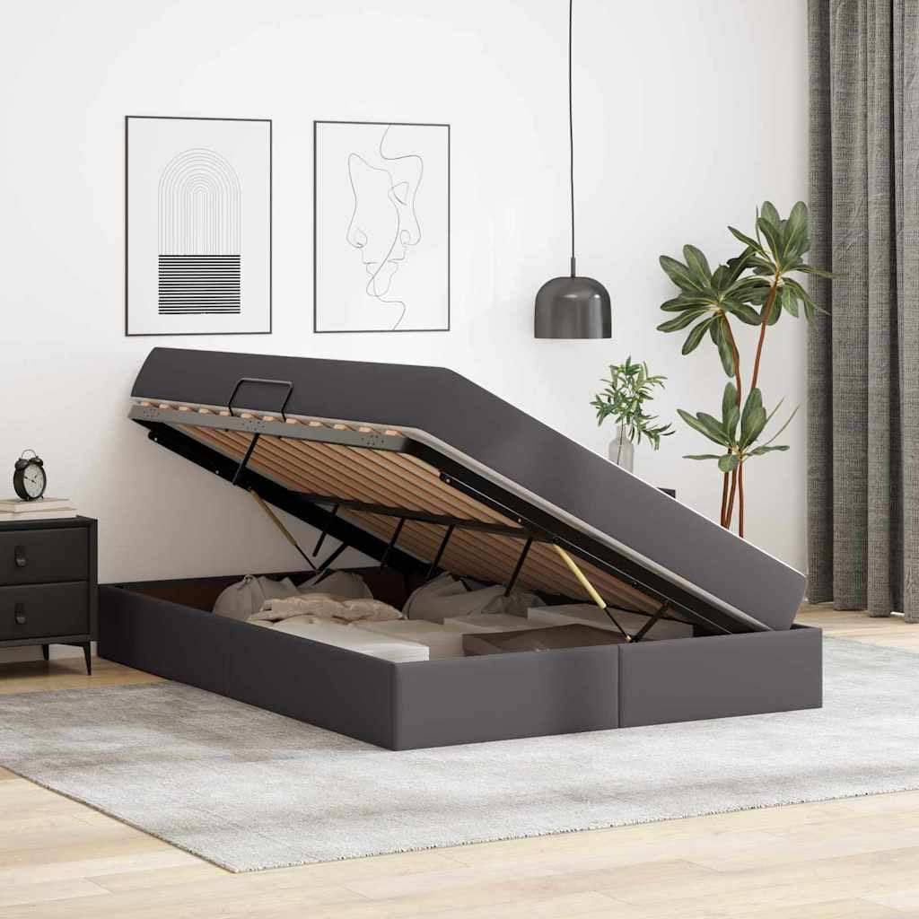 Lit avec rangement et matelas avec stockage 2 pc Gris Cuir - XIOS