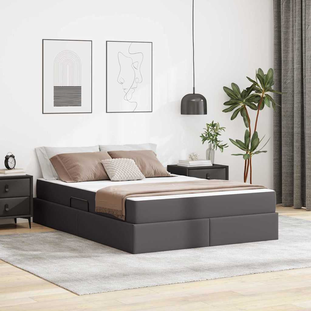 Lit avec rangement et matelas avec stockage 2 pc Gris Cuir - XIOS