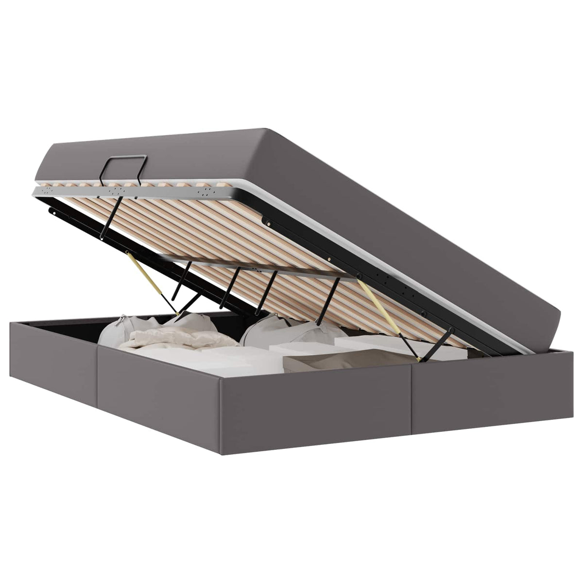 Lit avec rangement et matelas avec stockage 2 pc Gris Cuir - XIOS