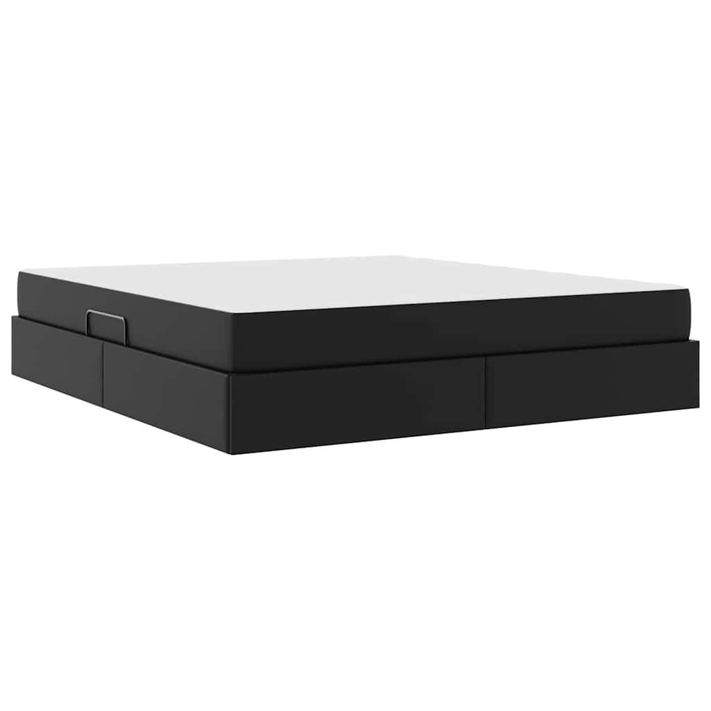 Lit avec rangement et matelas avec stockage 2 pc Noir Cuir - XIOS