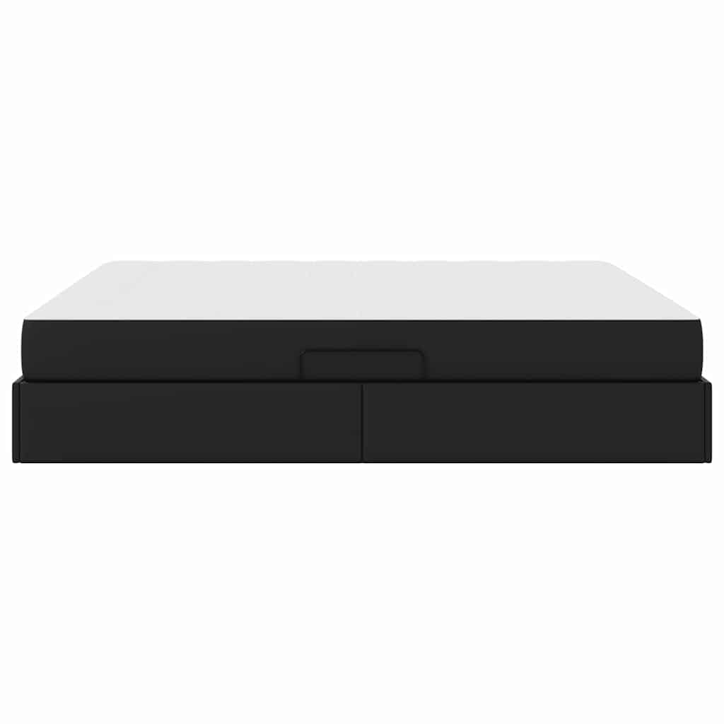 Lit avec rangement et matelas avec stockage 2 pc Noir Cuir - XIOS