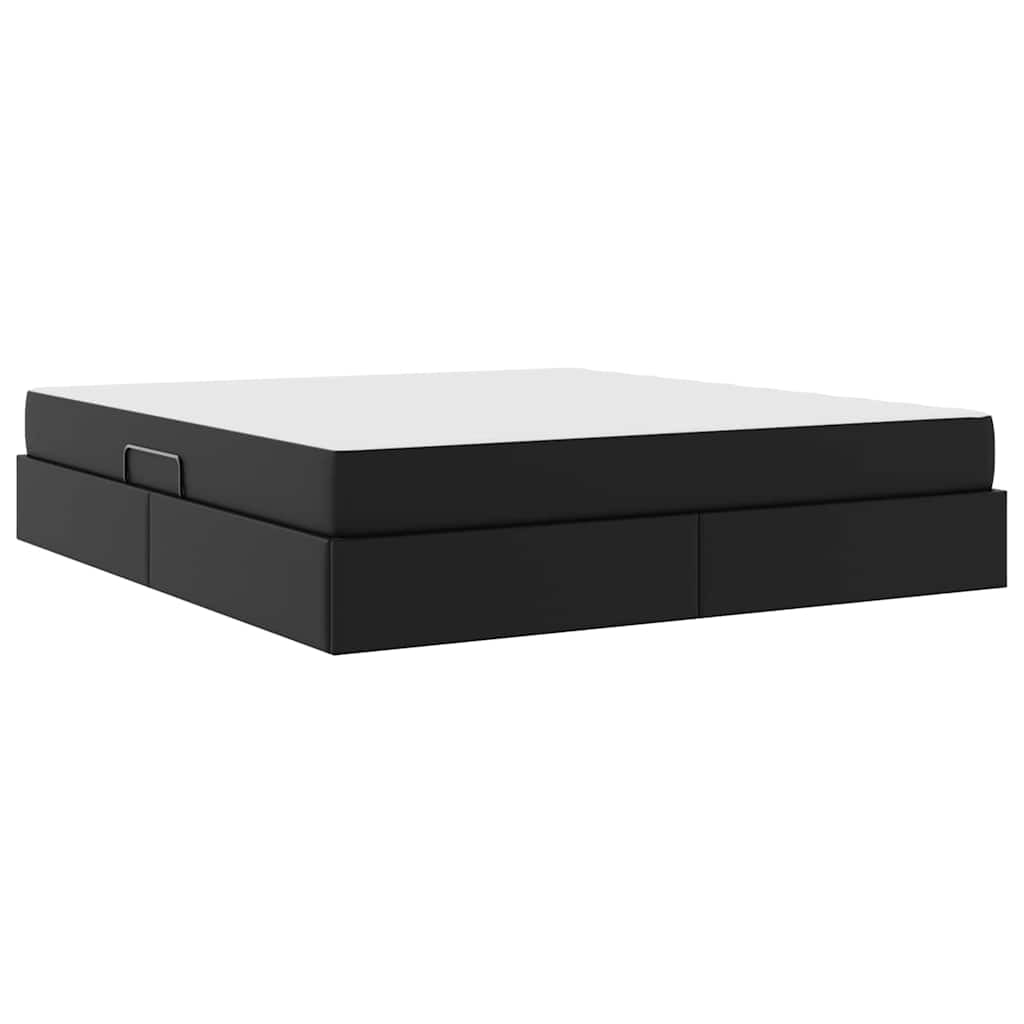 Lit avec rangement et matelas avec stockage 2 pc Noir Cuir - XIOS