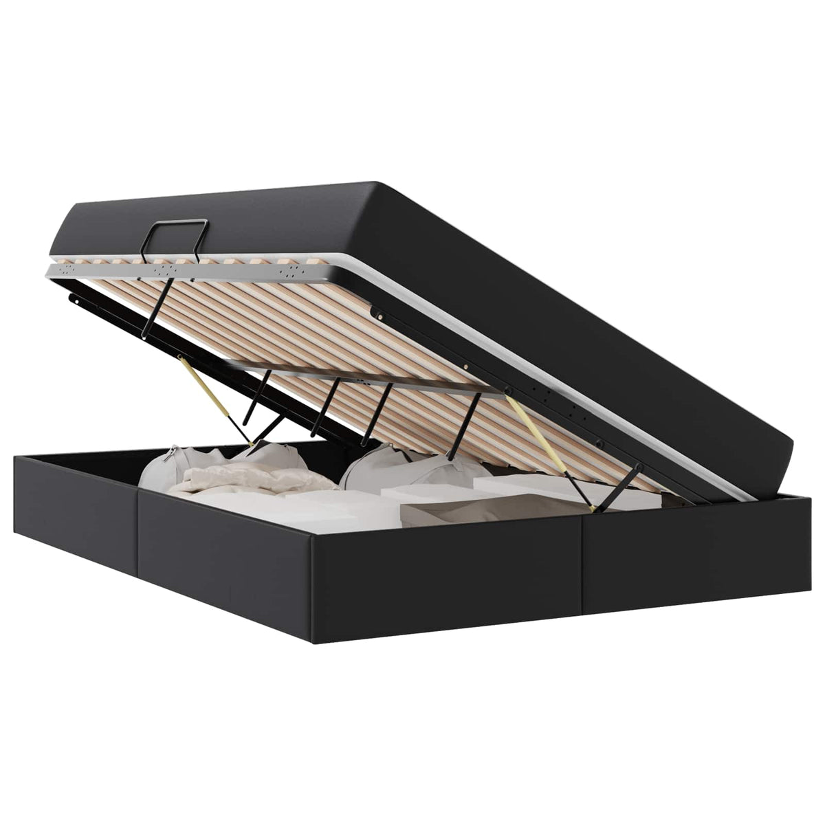 Lit avec rangement et matelas avec stockage 2 pc Noir Cuir - XIOS