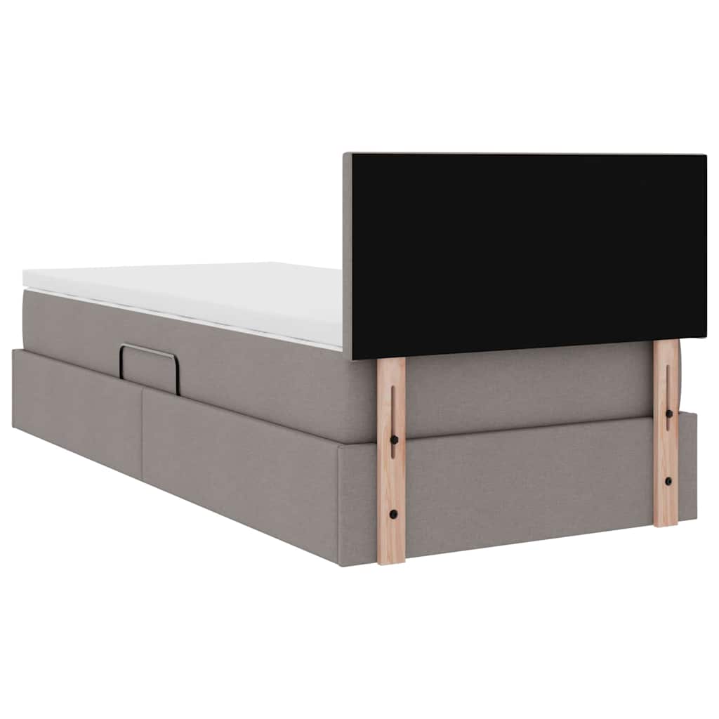 Lit avec rangement et matelas Taupe 100 x 200 cm Velours - XIOS