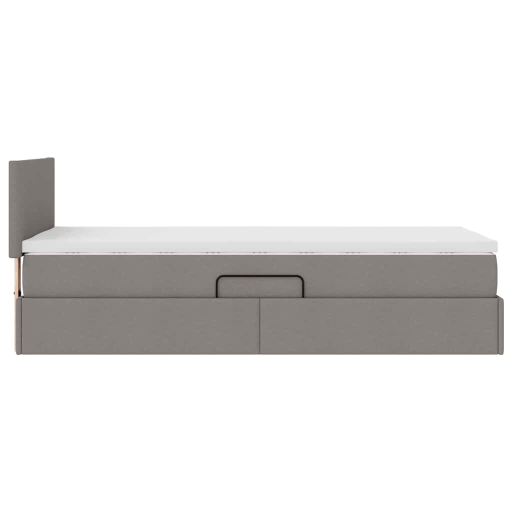 Lit avec rangement et matelas Taupe 100 x 200 cm Velours - XIOS