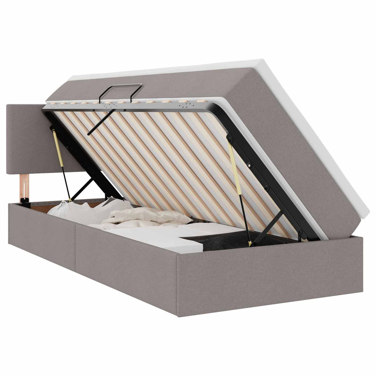 Lit avec rangement et matelas Taupe 90 x 190 cm Velours - XIOS