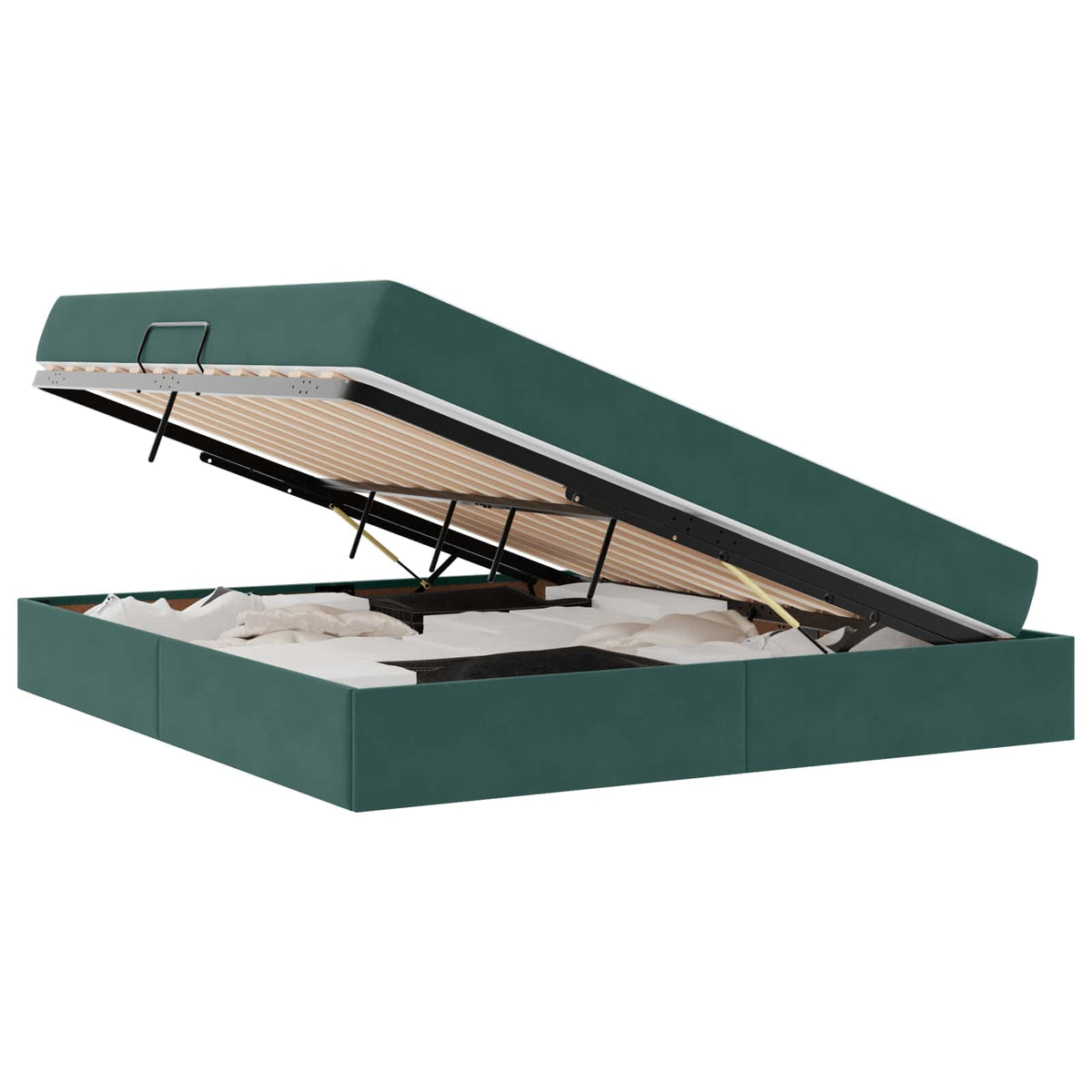 Lit avec rangement et matelas Vert foncé 180 x 200 cm Velours - XIOS