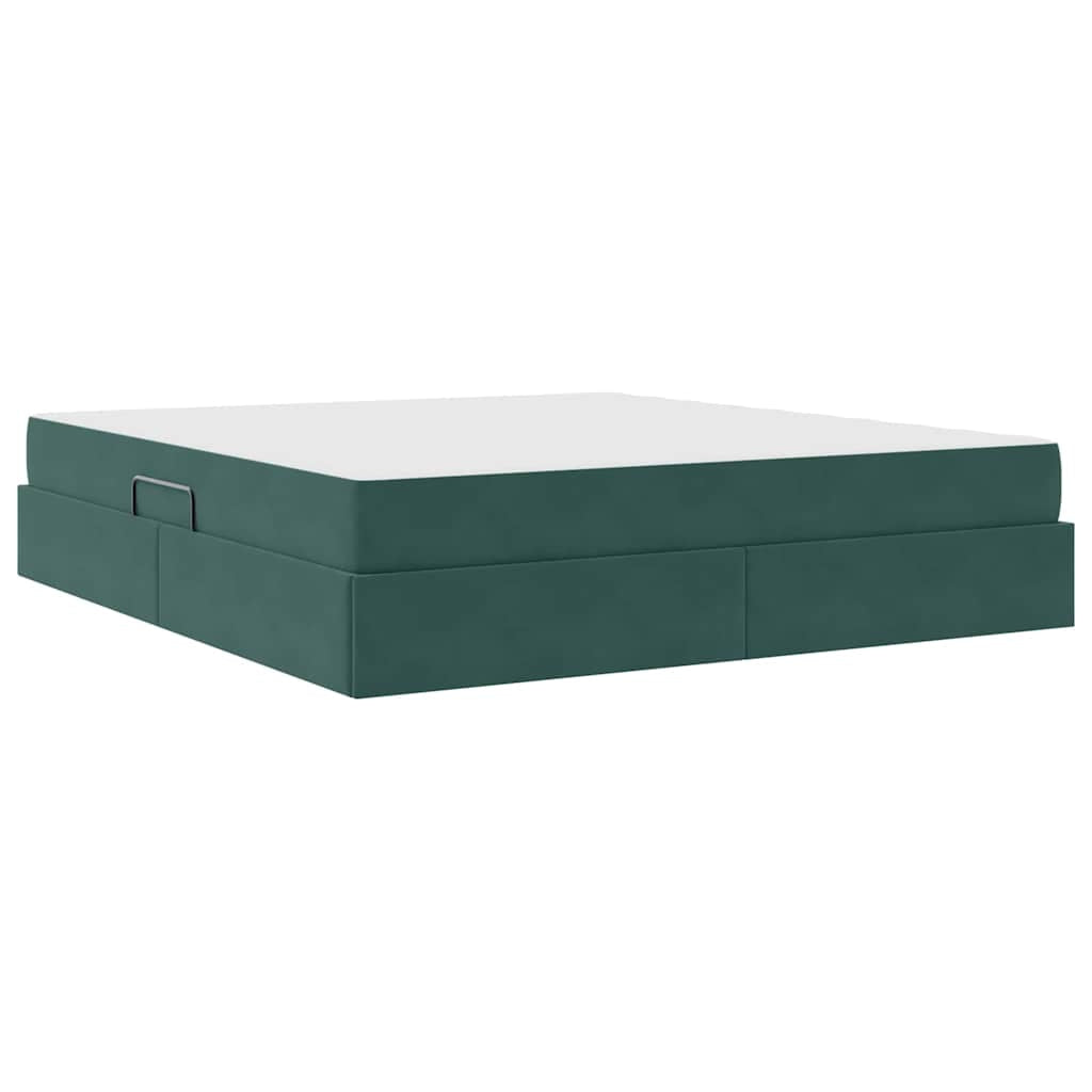 Lit avec rangement et matelas Vert foncé 180 x 200 cm Velours - XIOS