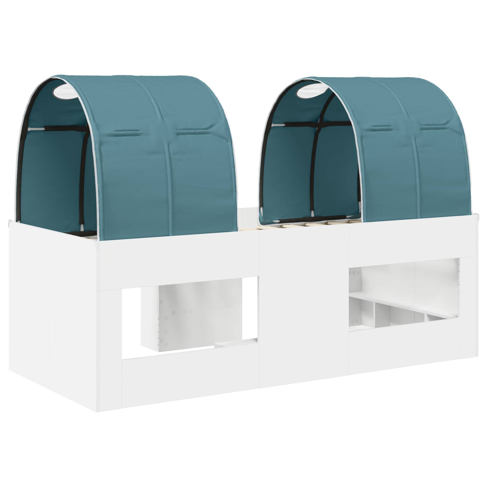 Lit avec Tunnel 3 pc Blanc et bleu clair Bois d'ingénierie - XIOS