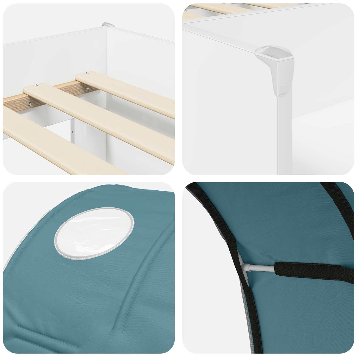 Lit avec Tunnel 3 pc Blanc et bleu clair Bois d'ingénierie - XIOS