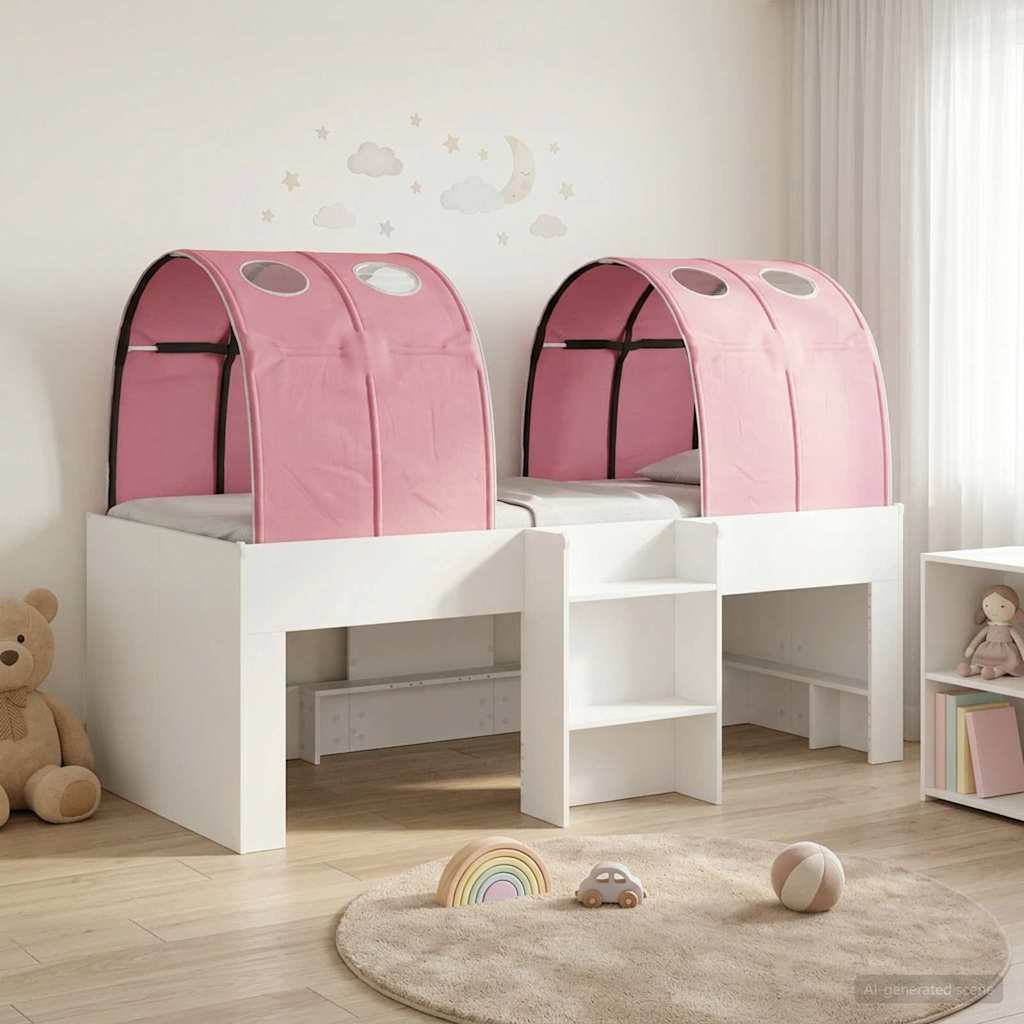 Lit avec Tunnel 3 pc Blanc et rose Bois d'ingénierie - XIOS