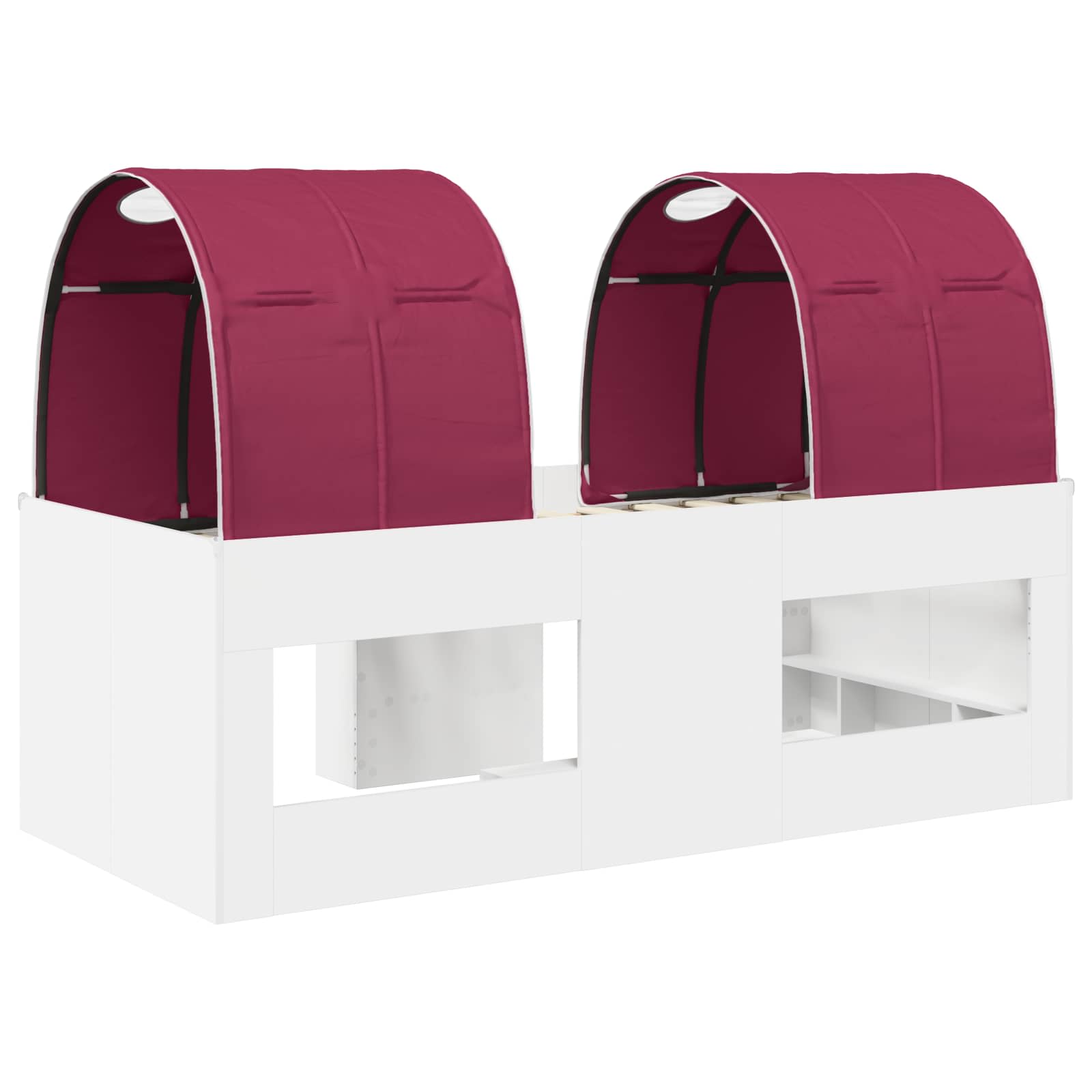 Lit avec Tunnel 3 pc Blanc et rouge Bois d'ingénierie - XIOS